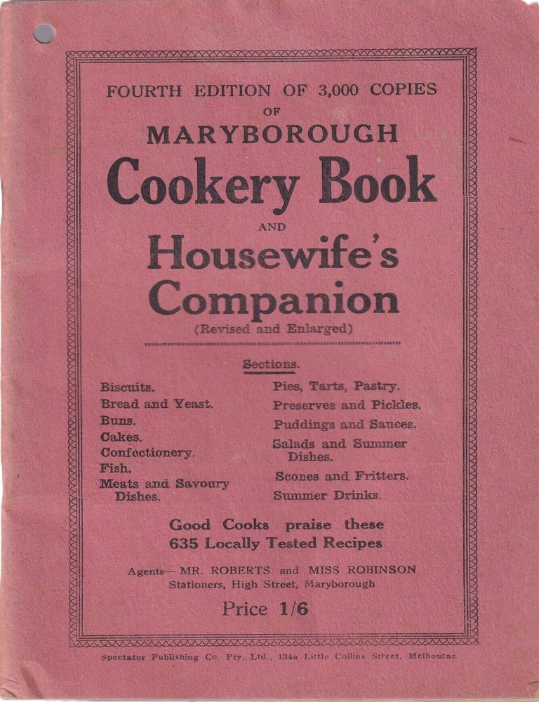 Item #11723 Maryborough Cookery Book. Inkerman Street Methodist Sunday School, comp.