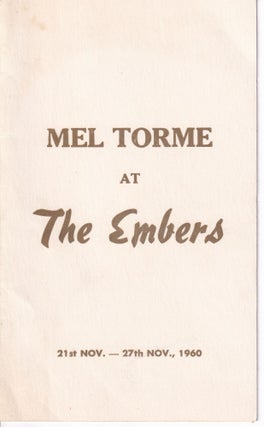 Item #7958 [Menu] Mel Torme at the Embers 1960. Mel Torme
