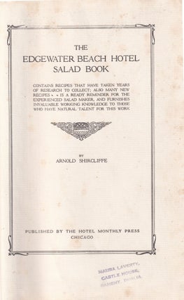 The Edgewater Beach Hotel Salad Book