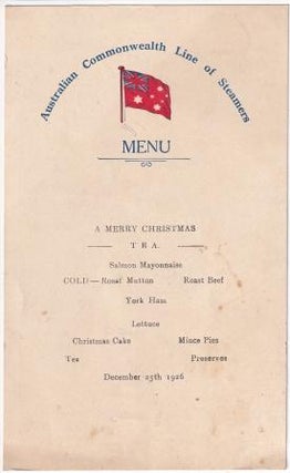 Item #9660 Menu: A Merry Christmas Tea. Australian Commonwealth Line of Steamers
