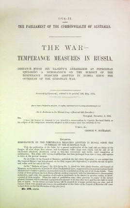 Item #9946 The War - Temperance Measures in Russia. The Parliament of the Commonwealth of Australia